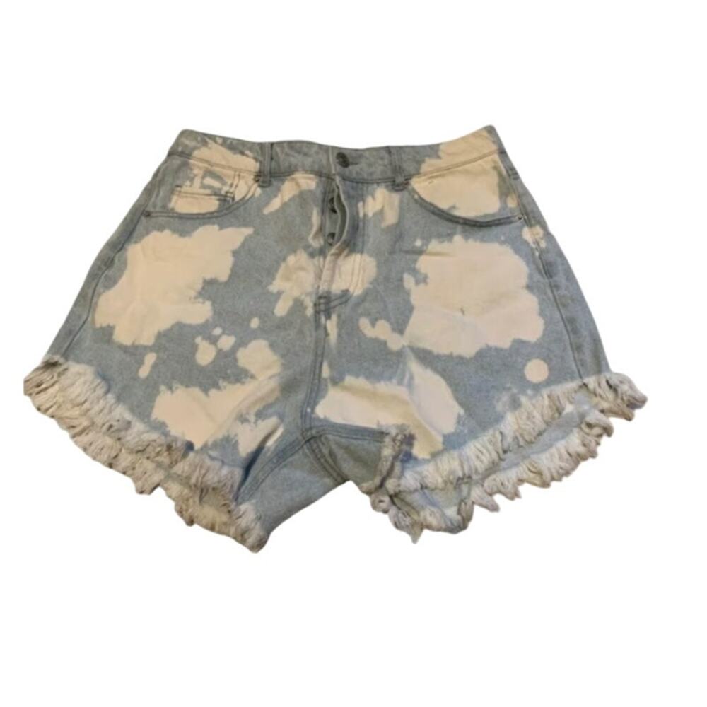 Wild Fable Women Sz 10 Shorts Button Fly Hi Rise Frayed Hem Splattered Denim NEW